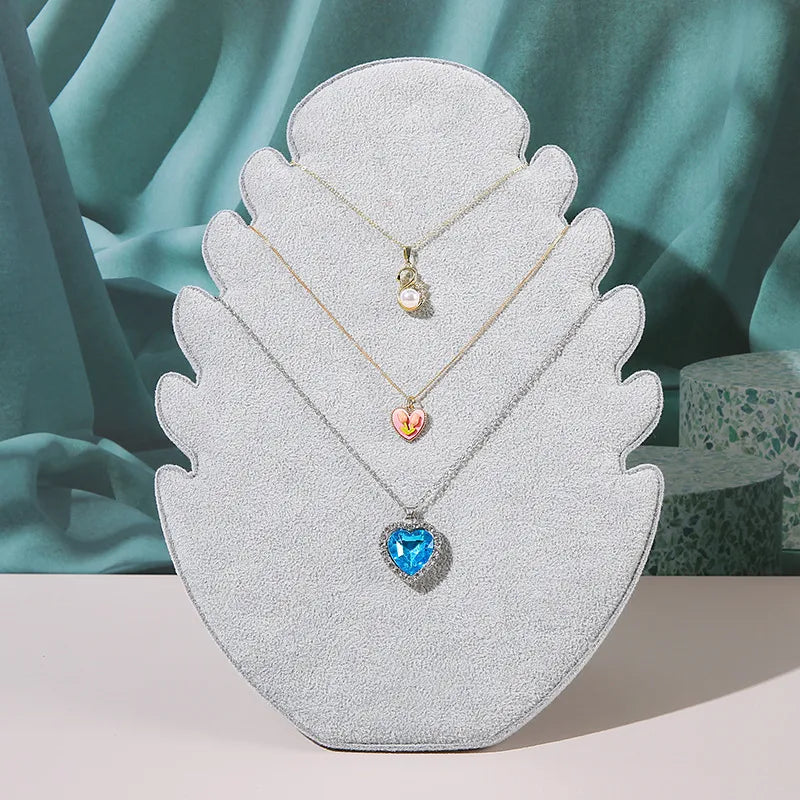 Flame Board Pendant Necklace Display Stand Earring Jewelry Counter Velvet Cloth Jewelry Shooting Props Artistic Style Leaf Pattern