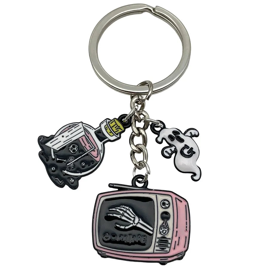 Halloween Ghost Cartoon Couple Car Keychain Pendant Ring Creative Personalized Alloy Bag Decorations Small Hanging Ornaments