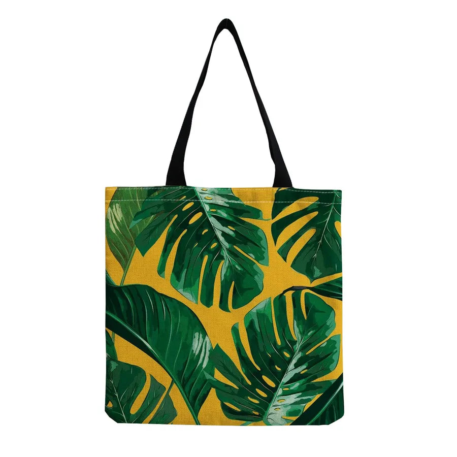 women's tropical leaf shopping bags