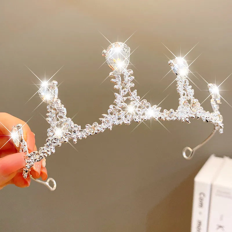 cute crown artificial crystal inlay artificial gemstones crown 1 piece