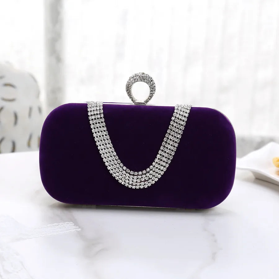 red khaki dark blue velvet solid color rhinestone pillow shape clutch evening bag