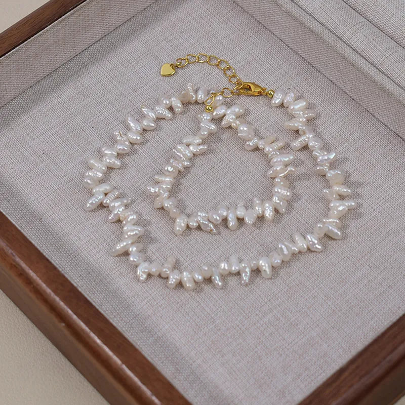 Natural Freshwater Pearl Necklace Three-Seven Holes Design Versatile Women's Jewelry Original Design Elegant Neck Chain