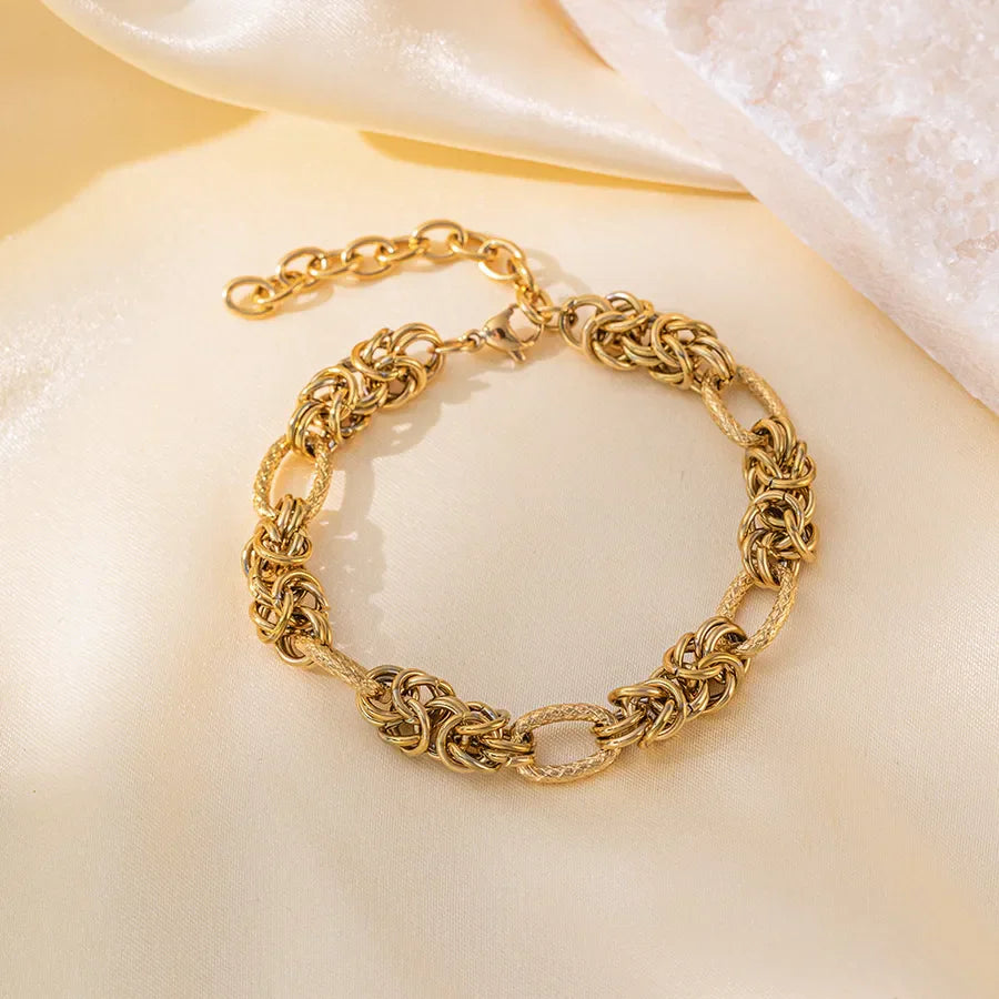 Wholesale Jewelry Elegant Simple Style Geometric Heart Shape 304 Stainless Steel Plating Beaded Chain Paperclip Chain cable chain Bracelets Necklace