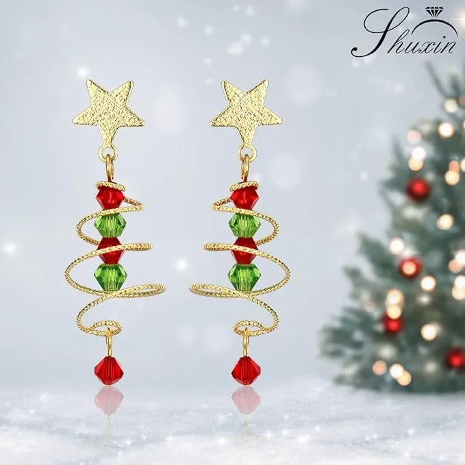 Christmas Tree Deer Bell Snowflake Elements Long Earrings Christmas Theme Cartoon Style Alloy Geometric Pattern Unisex