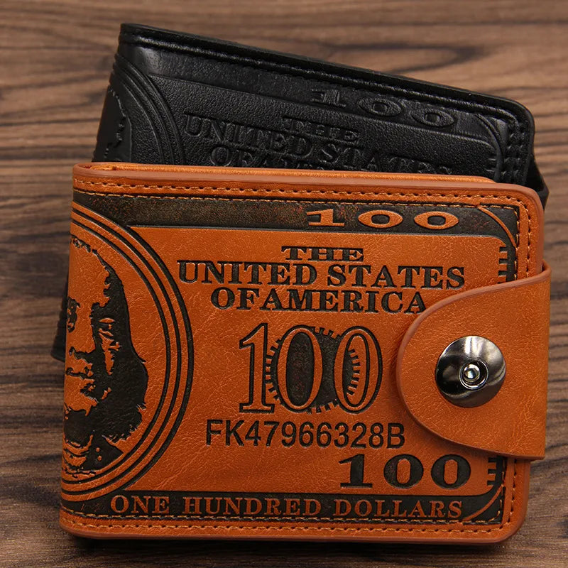 men's letter pu leather magnetic buckle wallets