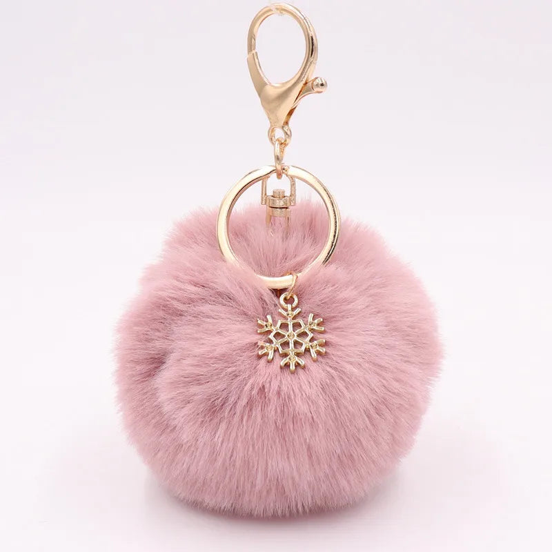 fashion snowflake alloy plush unisex bag pendant keychain 1 piece