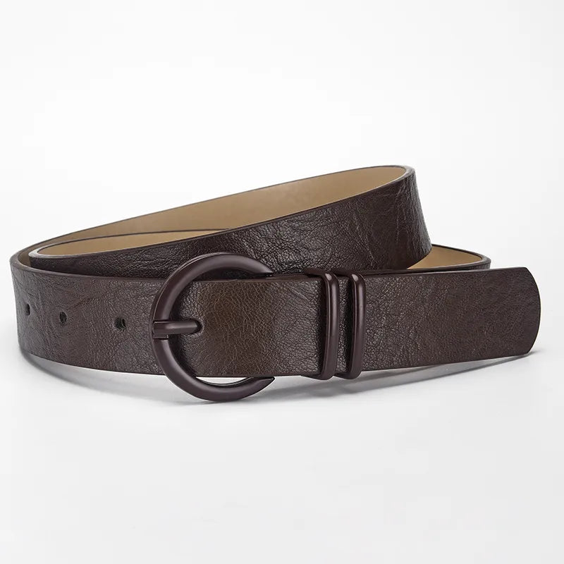 Simple Style Solid Color Imitation Leather Alloy Unisex Leather Belts