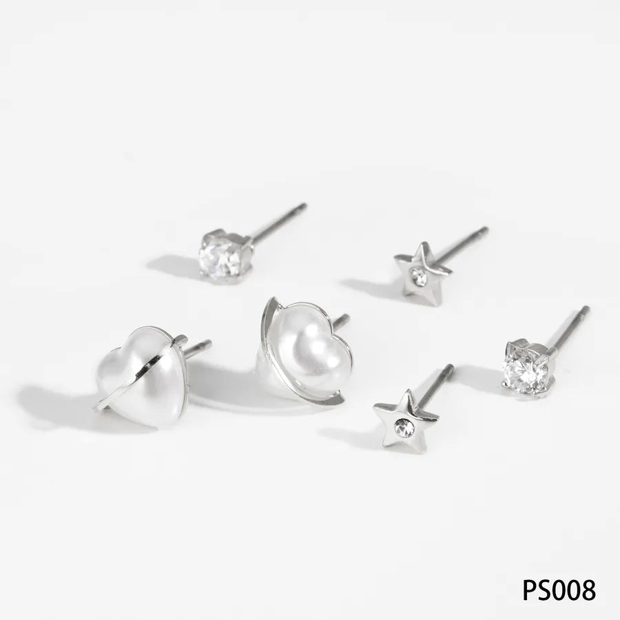 Cute Romantic Heart Shape 304 Stainless Steel 16K Gold Plated White Gold Plated Ear Studs