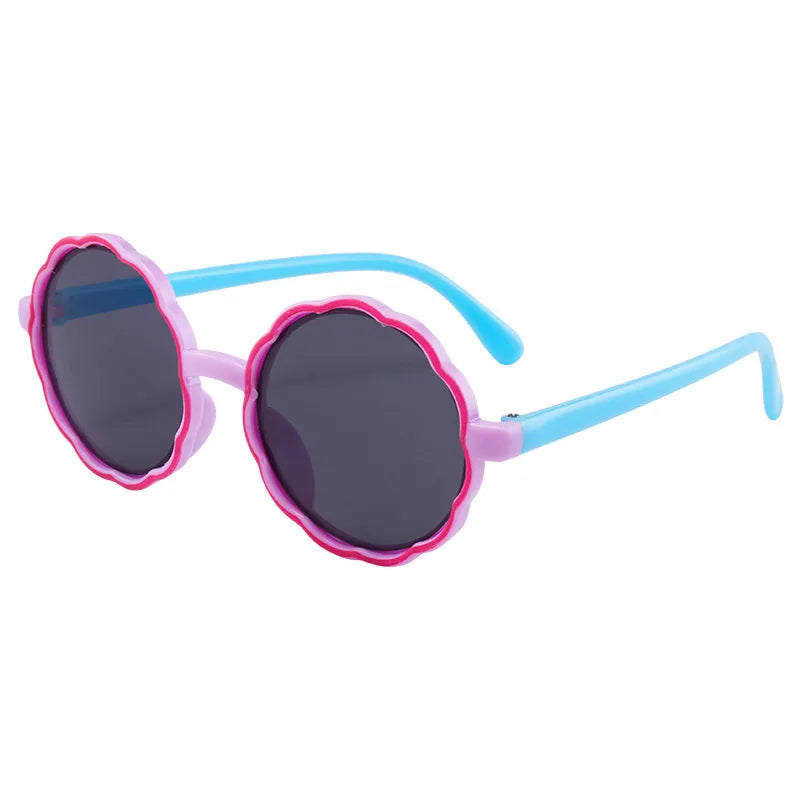 New children's sunglasses fashion cute round frame wave sunglasses trend baby cartoon color sunglasses
