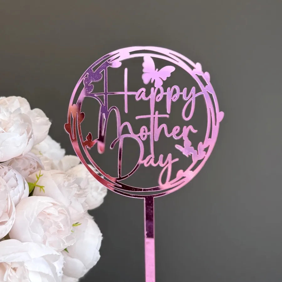 Mother'S Day Romantic Letter Flower Butterfly Acrylic Party Cake Decorating Supplies Party Supplies Cake Decorating Supplies 1 Piece