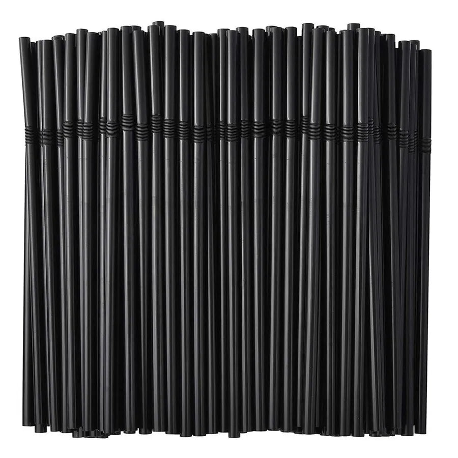 In stock wholesale disposable plastic straw soybean milk beverage thin straw black elbow independent packaging 100 pcs