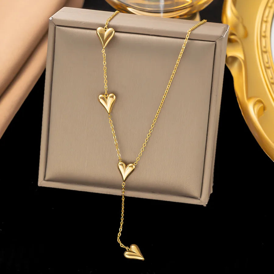 Wholesale Jewelry Elegant Simple Style Geometric Heart Shape 304 Stainless Steel Plating Beaded Chain Paperclip Chain cable chain Bracelets Necklace