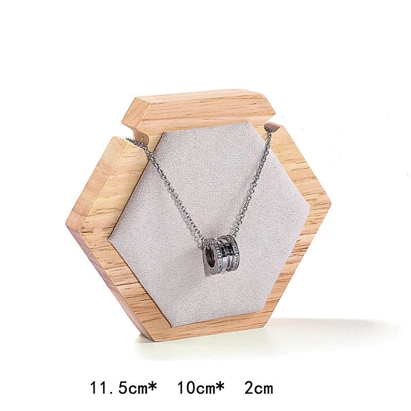 Simple Style Hexagon solid wood Patchwork Jewelry Display