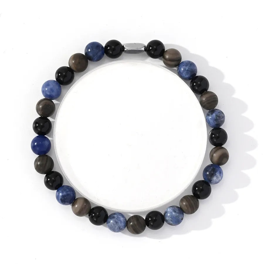 Retro Simple Style Geometric natural stone Glass Beaded Men's Bracelets