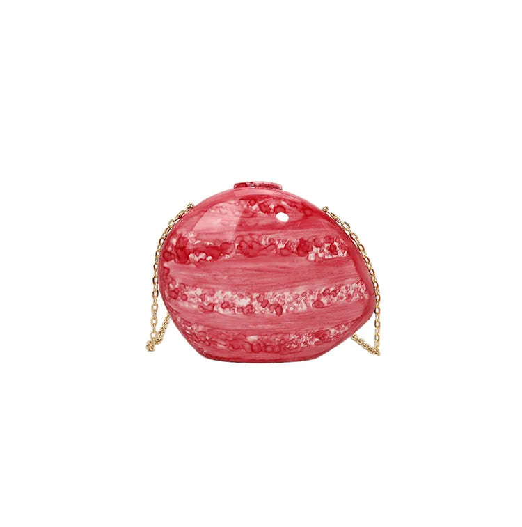 Pink Red Green Arylic Marble Oval Evening Bags
