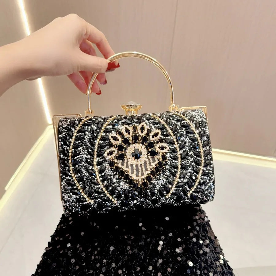 Black Silver White Pu Leather Solid Color Square Evening Bags