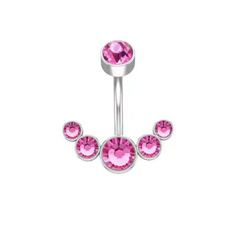 1 Piece Belly Rings Simple Style Classic Style Solid Color 304 Stainless Steel Inlay Zircon Belly Rings