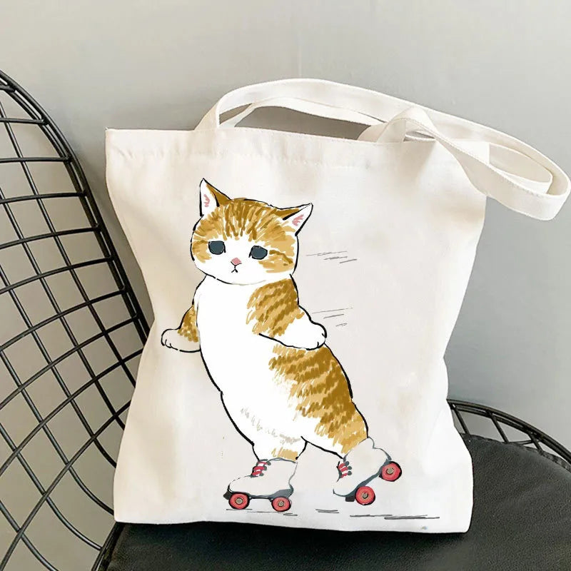 women's cute cat shopping bags