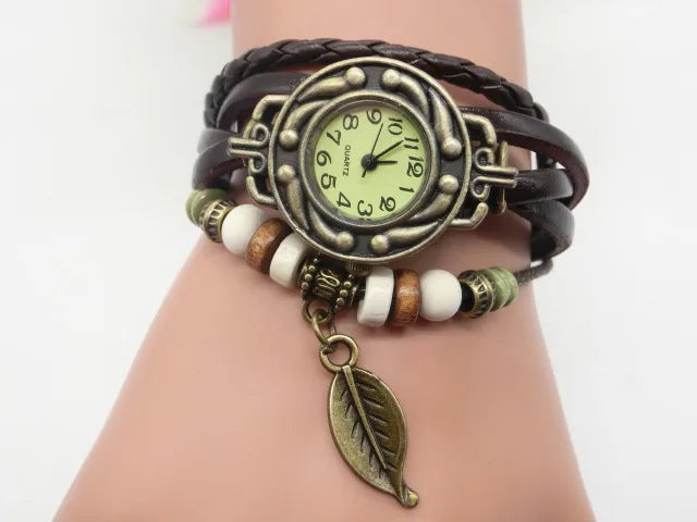 ethnic style leaf buckle quartz women's watches
