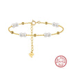 925 Sterling Silver Freshwater Pearl Bracelets Elegant Simple Style