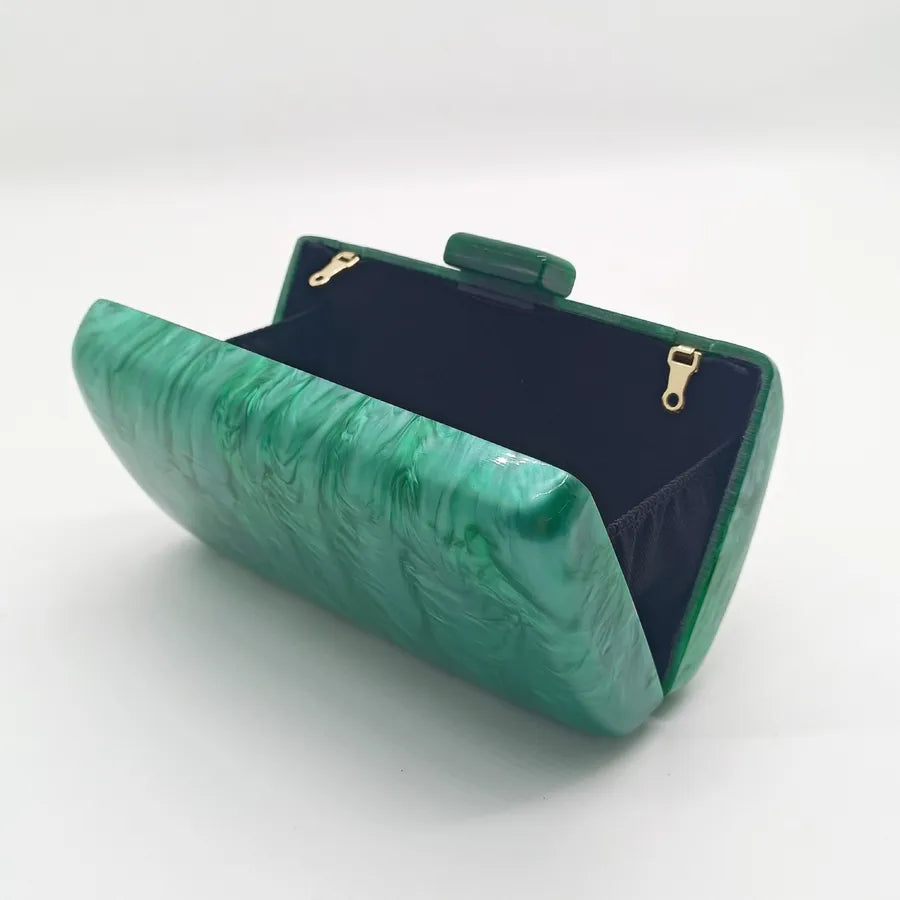 White Purple Green Arylic Solid Color Square Evening Bags