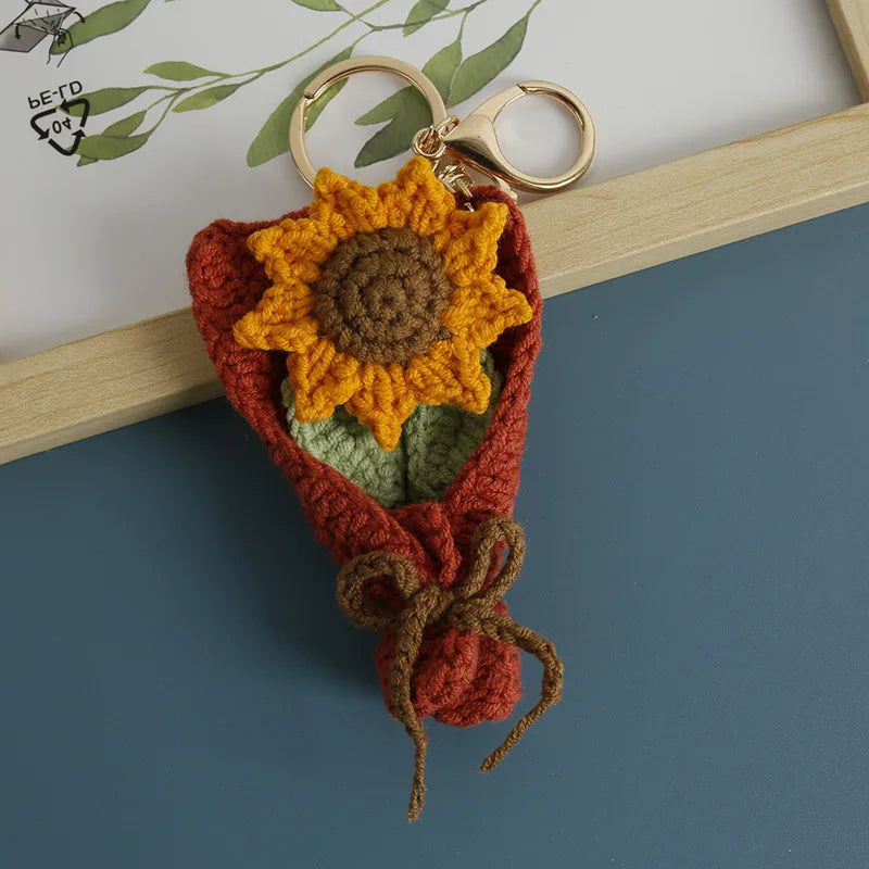 1 Piece Cute Classic Style Flower yarn Bag Pendant Keychain