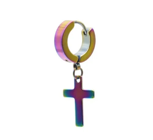 1 piece classic style cross polishing stainless steel earrings