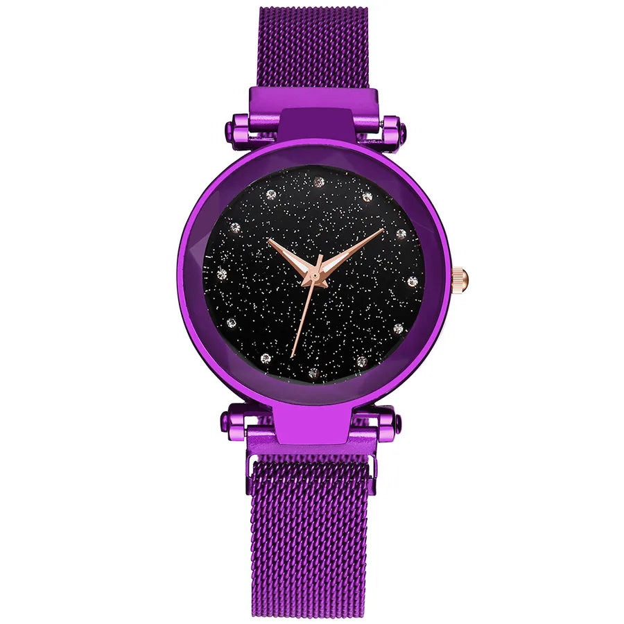 fashion starry sky surface magnet with quartz ladies bracelet watch   rhinestone watch wholesale nihaodropshipping