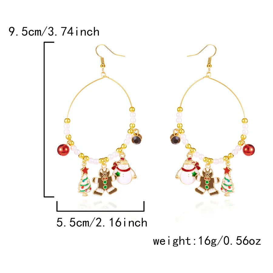 Christmas Themed Crystal Drop Earrings Alloy Scented Santa Socks Round Pendant Hooks For Women Christmas Jewelry Ear Jewelry
