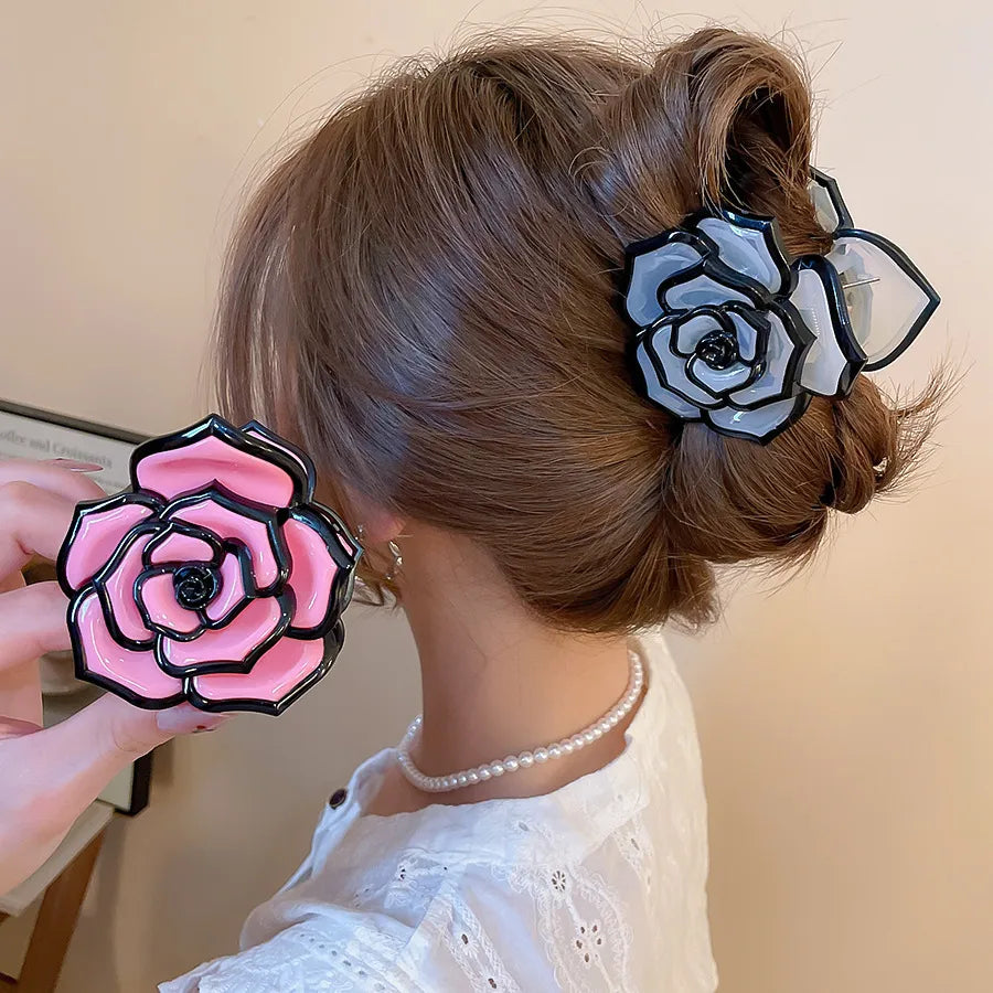 Fashionable Floral Hair Clip Simple Elegant Versatile Sweet Personality Hair Accessories For Women Acrylic Material Creamy Style