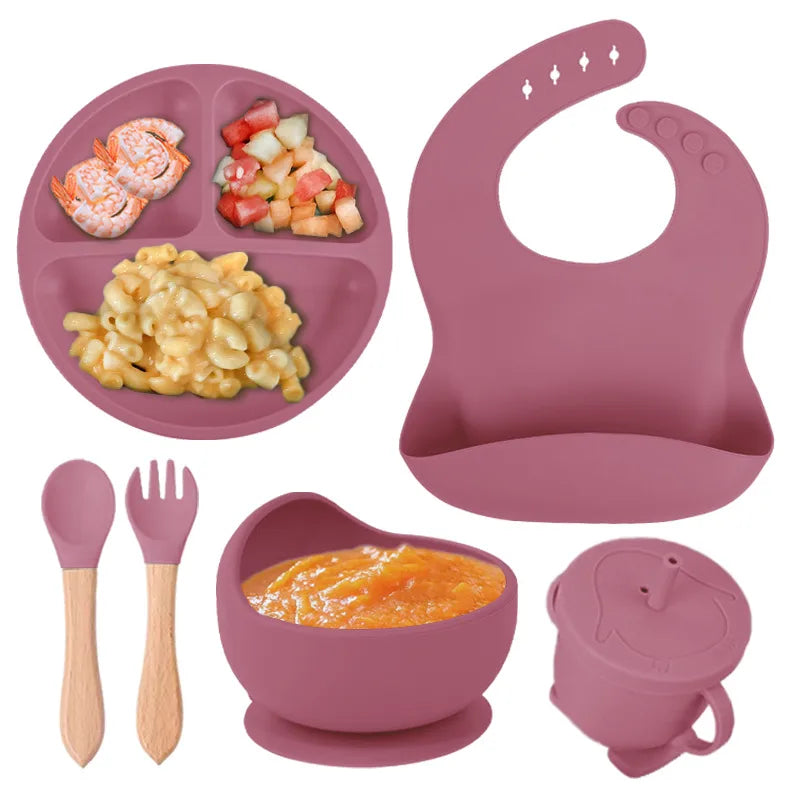casual solid color silica gel tableware 1 set
