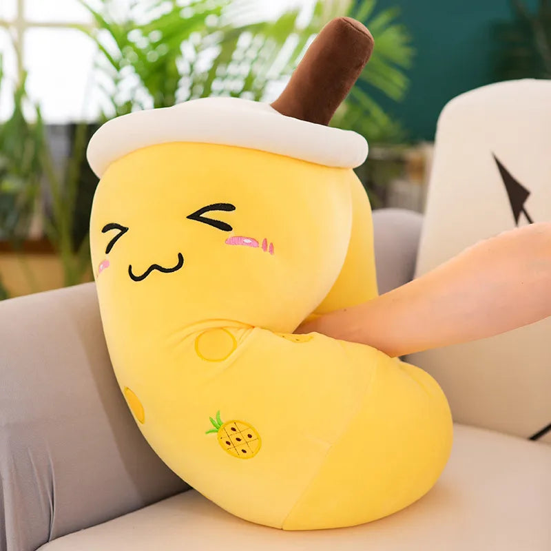 Adorable Plush Toy Milk Tea Doll Fruit Pearl Cushion Simulation Stuffed Doll Soft PP Cotton Material Cute Pillow