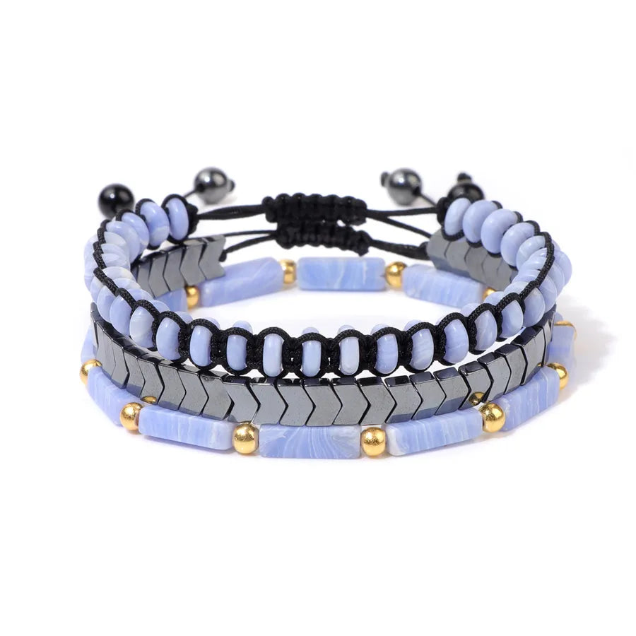 Retro Round Agate Beaded Men's Bracelets
