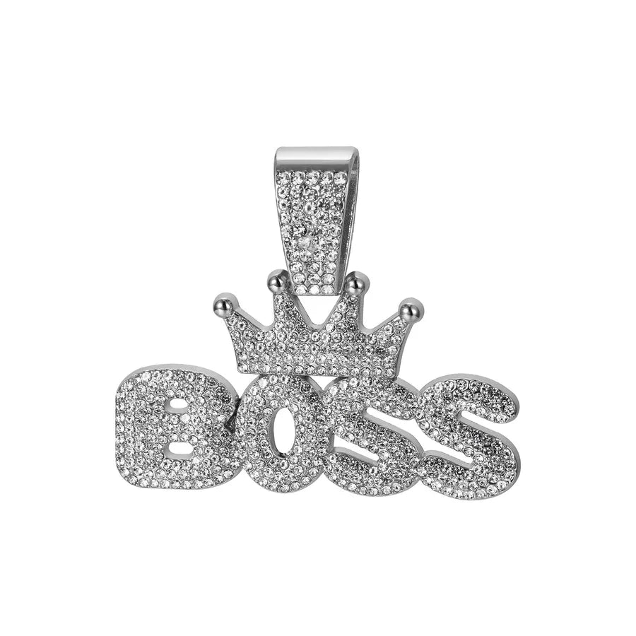 Hot Sale Crown  Pendant Alloy Full Diamond Cuban Necklace Hip Hop Style Trendy Men's Jewelry  Batch