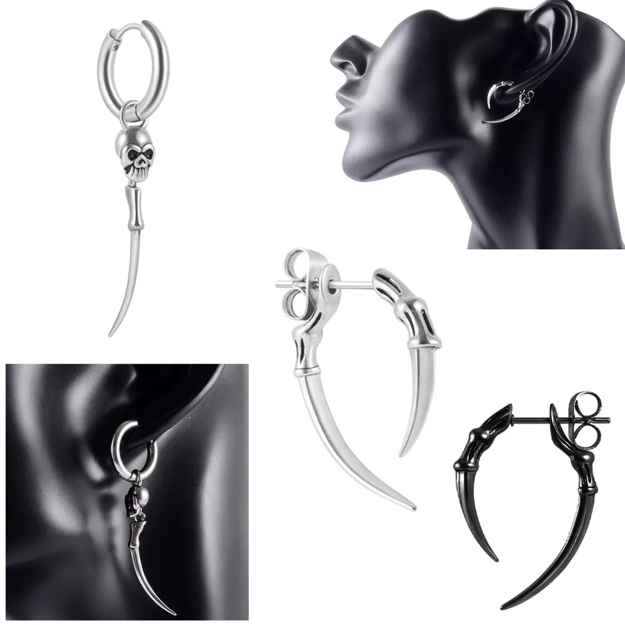 1 Piece Halloween Cool Style Solid Color Skull Plating 304 Stainless Steel 18K Gold Plated Ear Studs