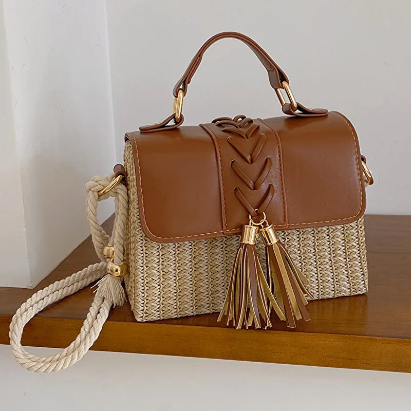 women's small all seasons straw vintage style handbag