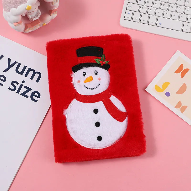 Christmas Cartoon Plush Snowman Notebook Children's Handmade DIY Scrapbooking Book Holiday Gift Memo Notebook Novelty Design