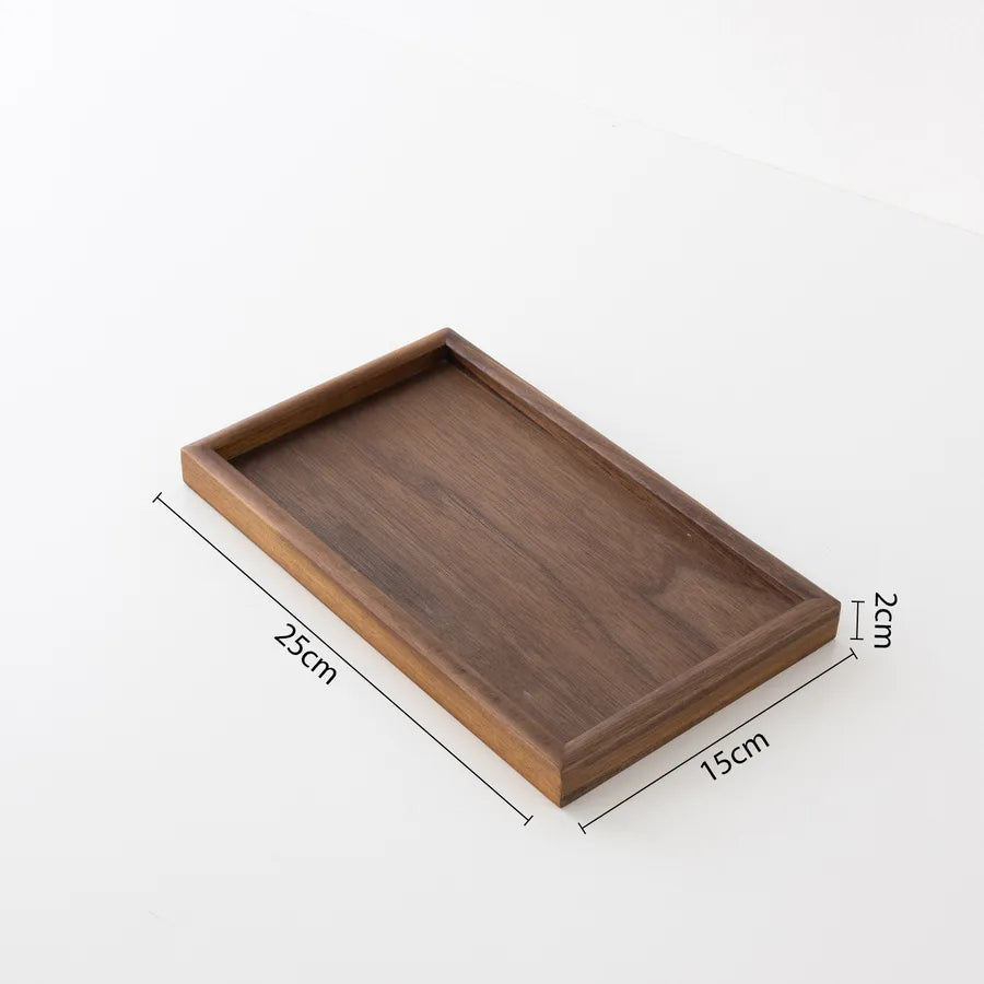 Walnut Wood Jewelry Display Tray Ring Earring Bracelet Storage Plate Photo Prop Geometry Pattern Solid Wood Antique Style