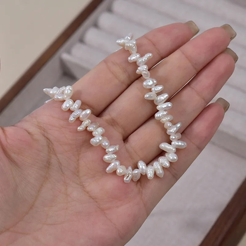 Natural Freshwater Pearl Necklace Three-Seven Holes Design Versatile Women's Jewelry Original Design Elegant Neck Chain
