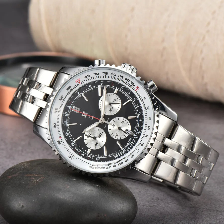 Business Simple Style Solid Color Butterfly Double Snap Quartz Men's Watches