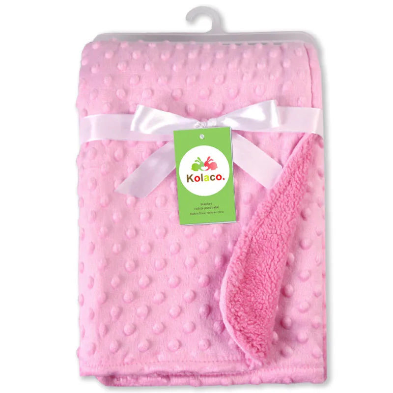 Bean Blanket Bubble Blanket Baby Car Blanket Going Out Blanket Double-layer Warm Solid Color Pressed Bubble Blanket Soft