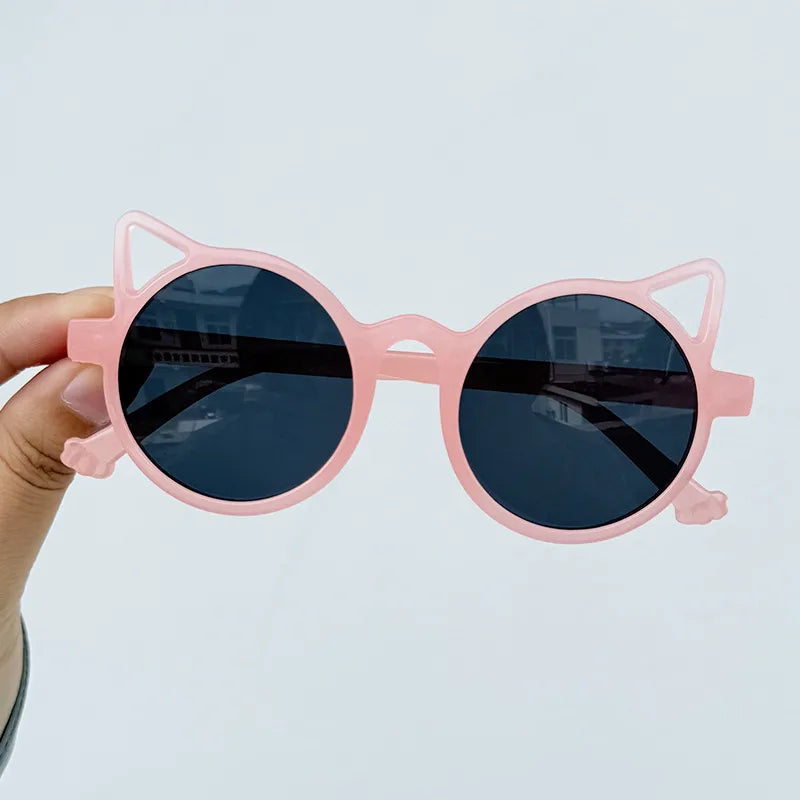 Children's Sunglasses Color Simple Cat Ear UV Protection Sunglasses Boys and Girls Eye Protection Cartoon Glasses Sunglasses