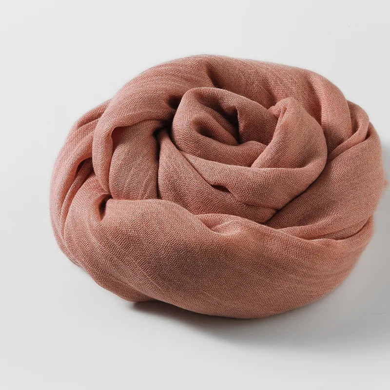 women's simple style solid color cotton and linen silk scarves