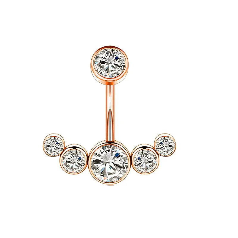 1 Piece Belly Rings Simple Style Classic Style Solid Color 304 Stainless Steel Inlay Zircon Belly Rings
