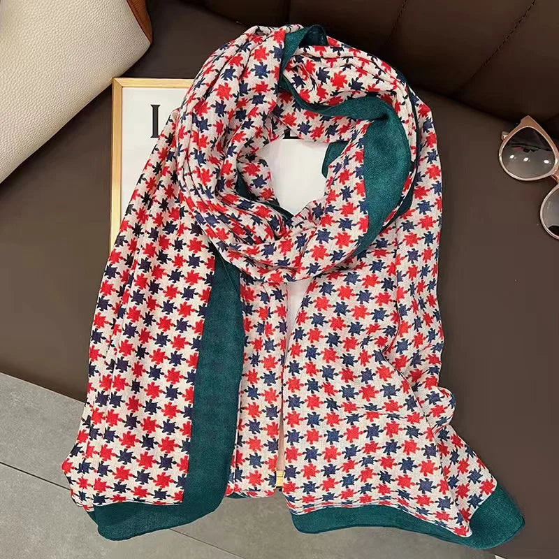 women's fashion star heart shape cotton and linen printing cotton linen scarves