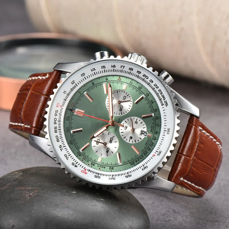 Business Simple Style Solid Color Butterfly Double Snap Quartz Men's Watches