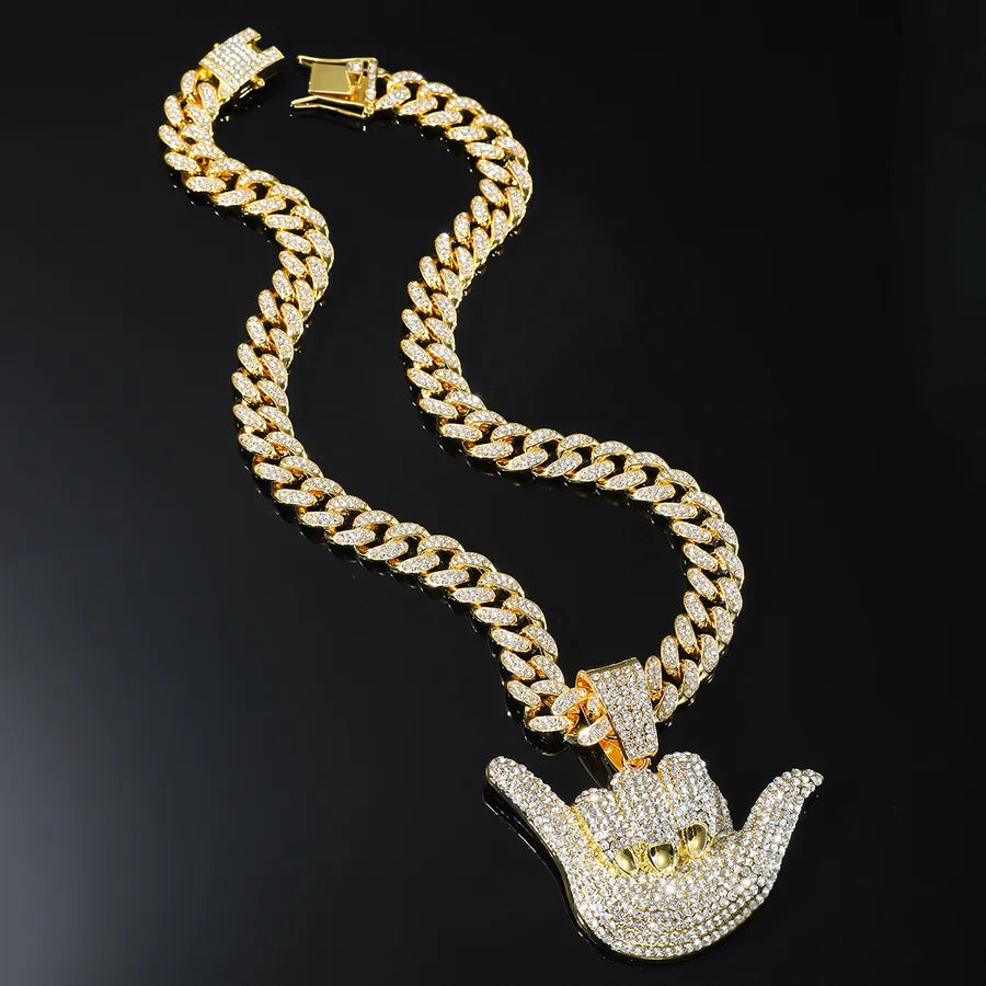 hip-hop letter alloy inlay rhinestones men's pendant necklace