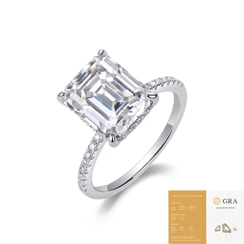 Moissanite 925 Sterling Silver Rings GRA Certificate Geometric Rings