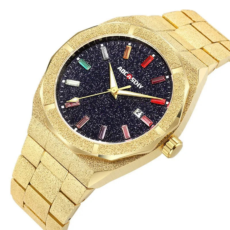 Retro Classic Style Solid Color Single Folding Buckle Quartz Watch Men's Watches