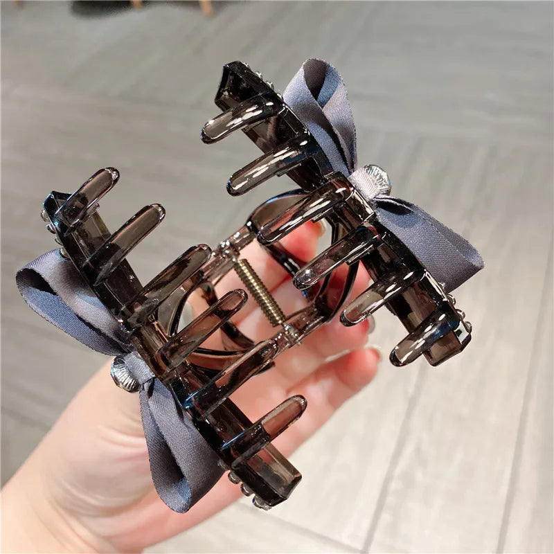 Black Fabric Medium Butterfly Knot Hair Clip Sweet Half Updo Hair Clip Women's Headwear Casual Style Hair Accessories